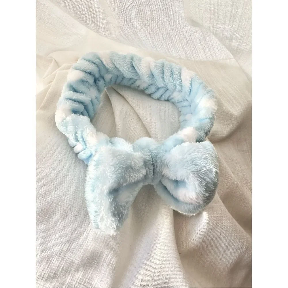 Light blue with white poka dot headband